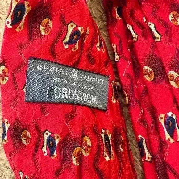 Robert Talbott for Nordstrom Silk Tie Red Dog Print | Men’s Neckwear USA Made - Picture 3 of 6
